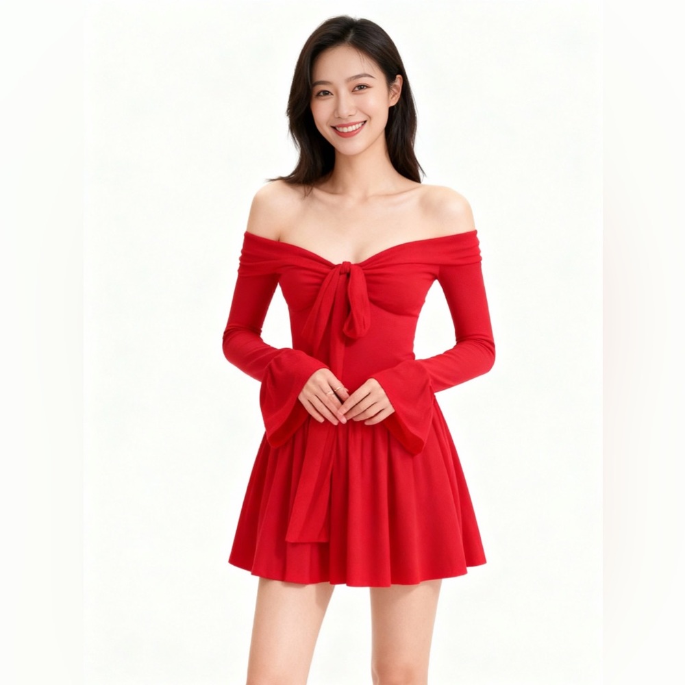HOUSE OF CB 'Alana' Scarlet Off Shoulder Dress/Size L